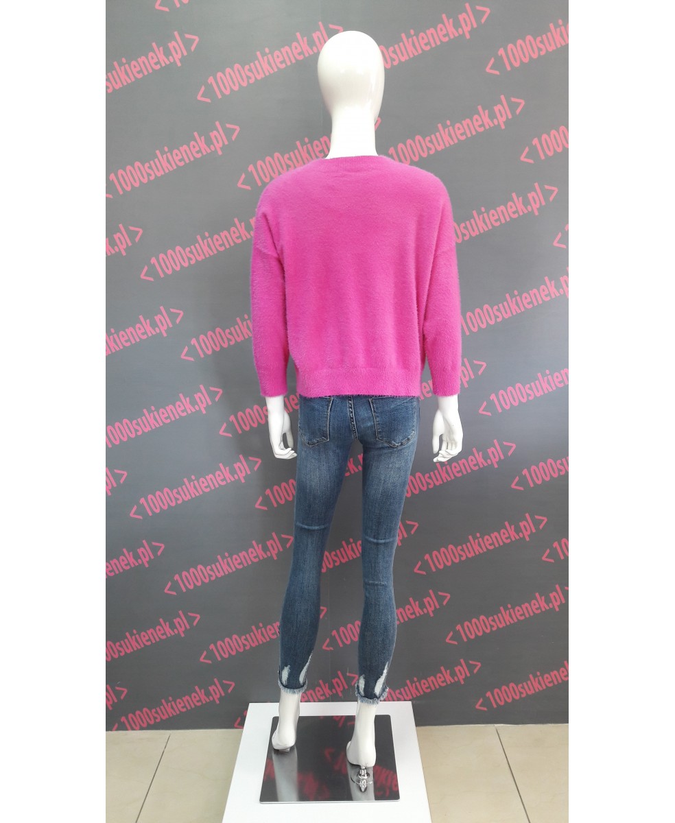 Sweter Dolce Piccante, serek, fuksja