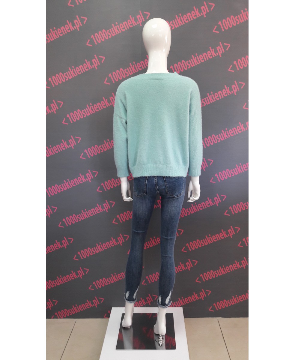 Sweter Dolce Piccante, serek, miętowy