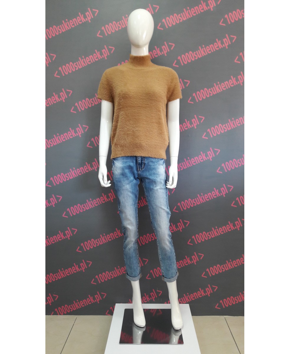 Sweter Melody półgolf, camel, krótki rękaw Sweter Melody półgolf, camel, krótki rękaw