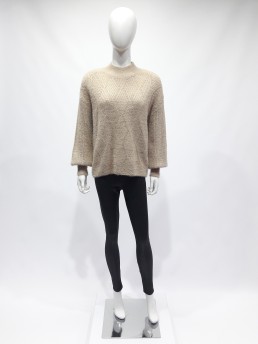 Sweter Fashion camel w romby